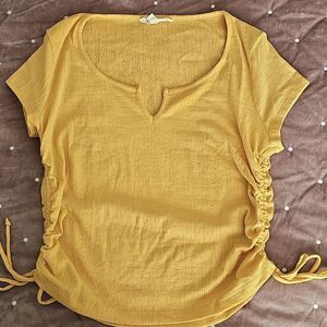 Kingslon Grey Ruched Short Sleeve Top, Juniors Size L